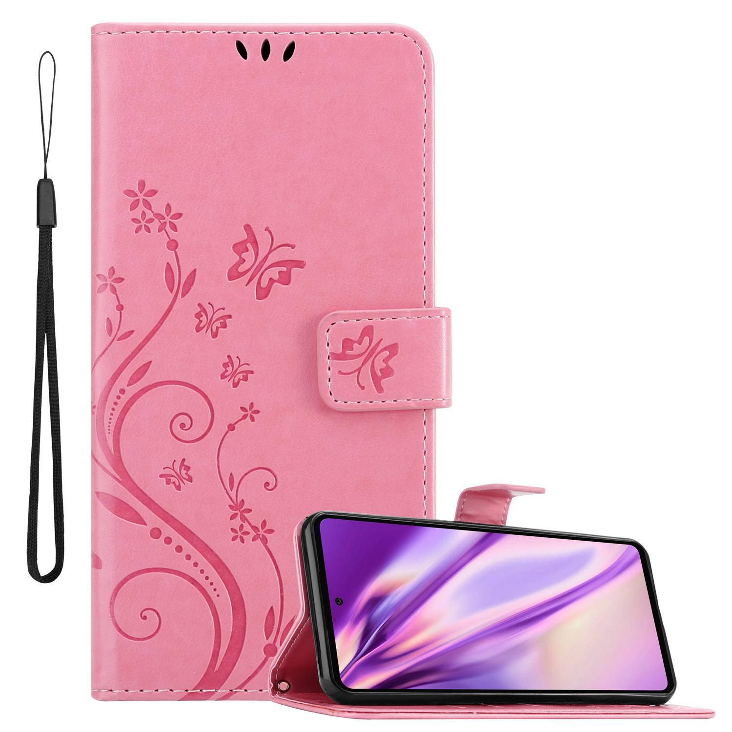 Cadorabo Hoesje geschikt voor Samsung Galaxy A72 4G-5G in BLOEMEN ROZE Beschermhoes Case Cover Bloem