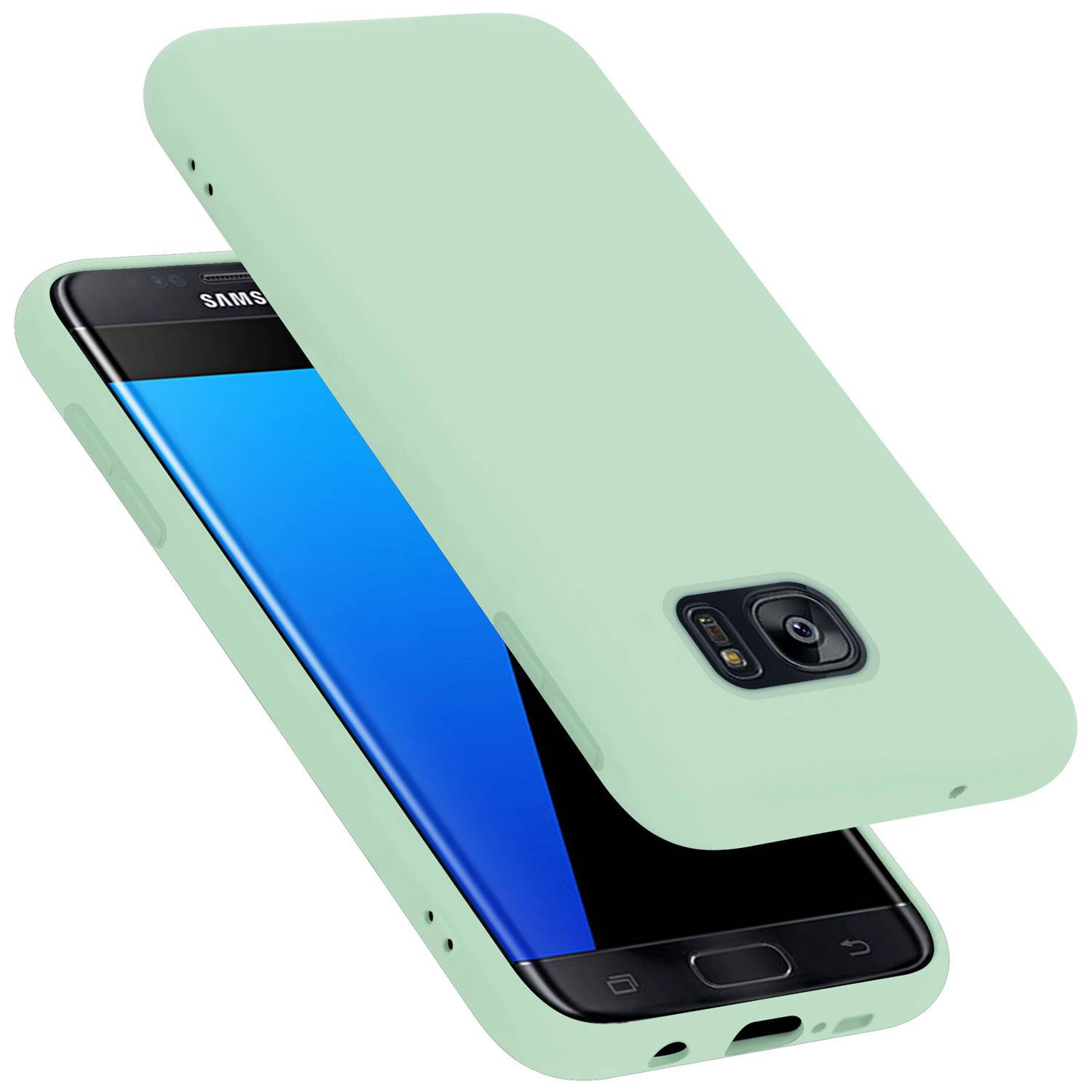 Cadorabo Hoesje geschikt voor Samsung Galaxy S7 EDGE Case in LIQUID LICHT GROEN Beschermhoes TPU sil
