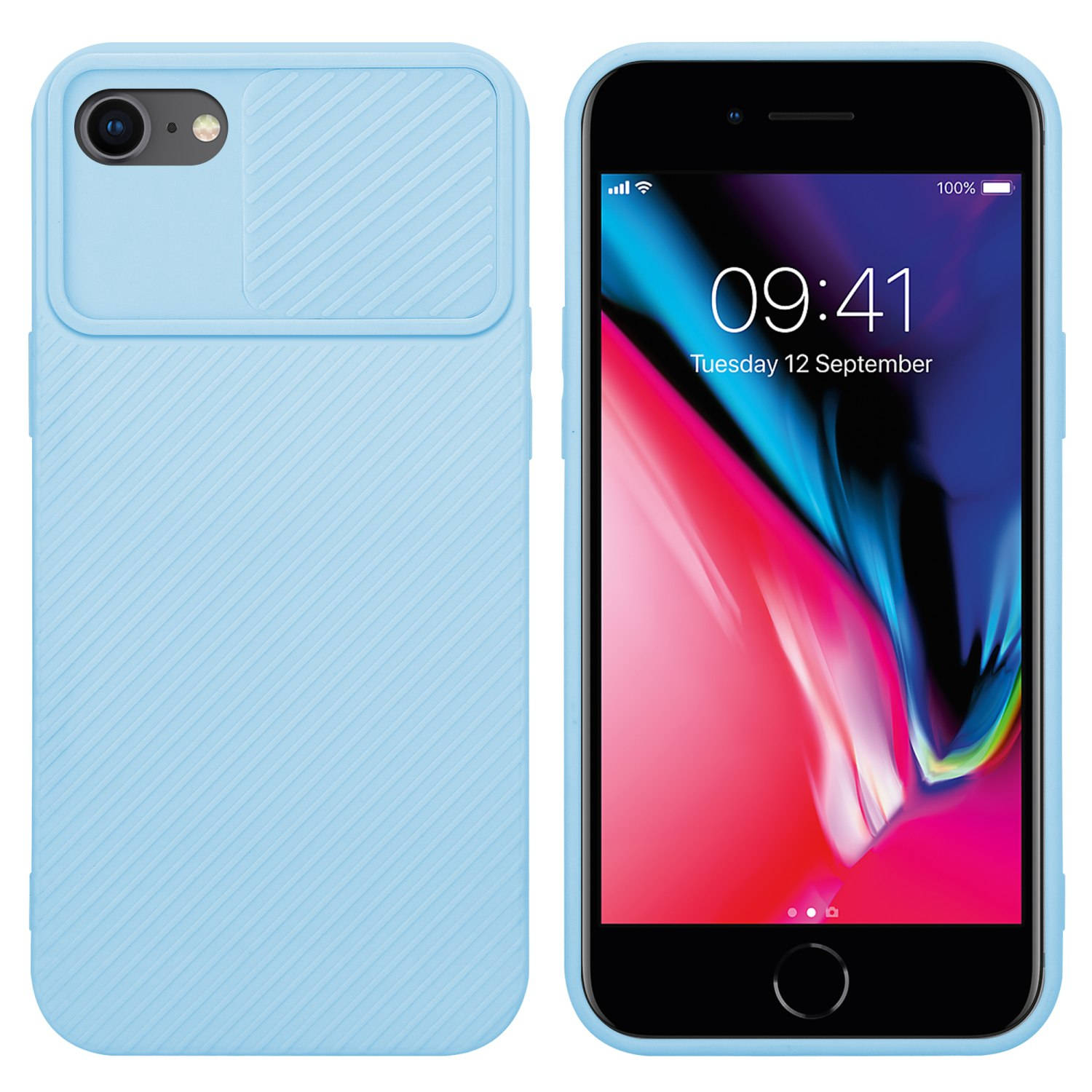 Cadorabo Hoesje geschikt voor Apple iPhone 7-7S-8-SE 2020 in Bonbon Licht Blauw Beschermhoes TPU-sil