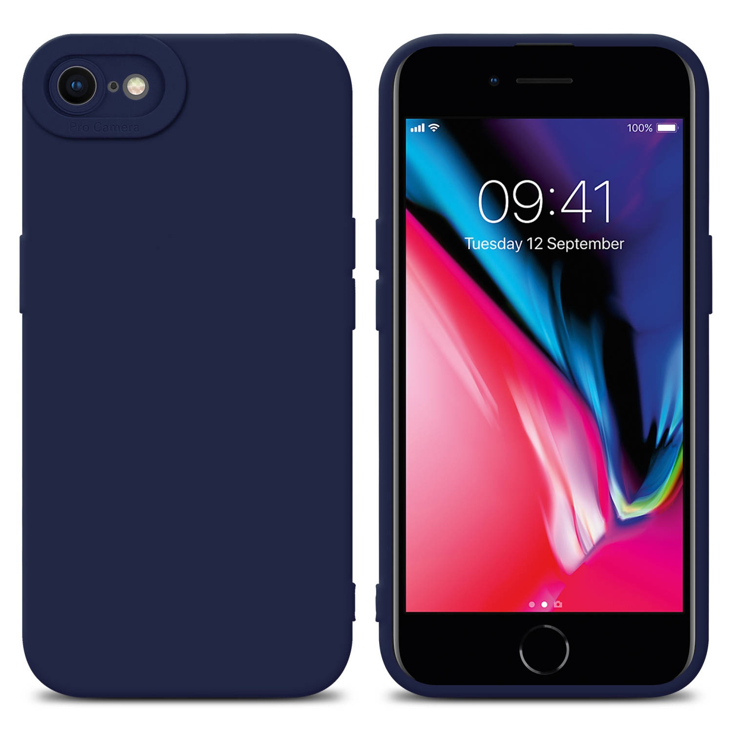 Cadorabo Hoesje geschikt voor Apple iPhone 7-7S-8-SE 2020 in FLUID DONKER BLAUW Beschermhoes TPU sil