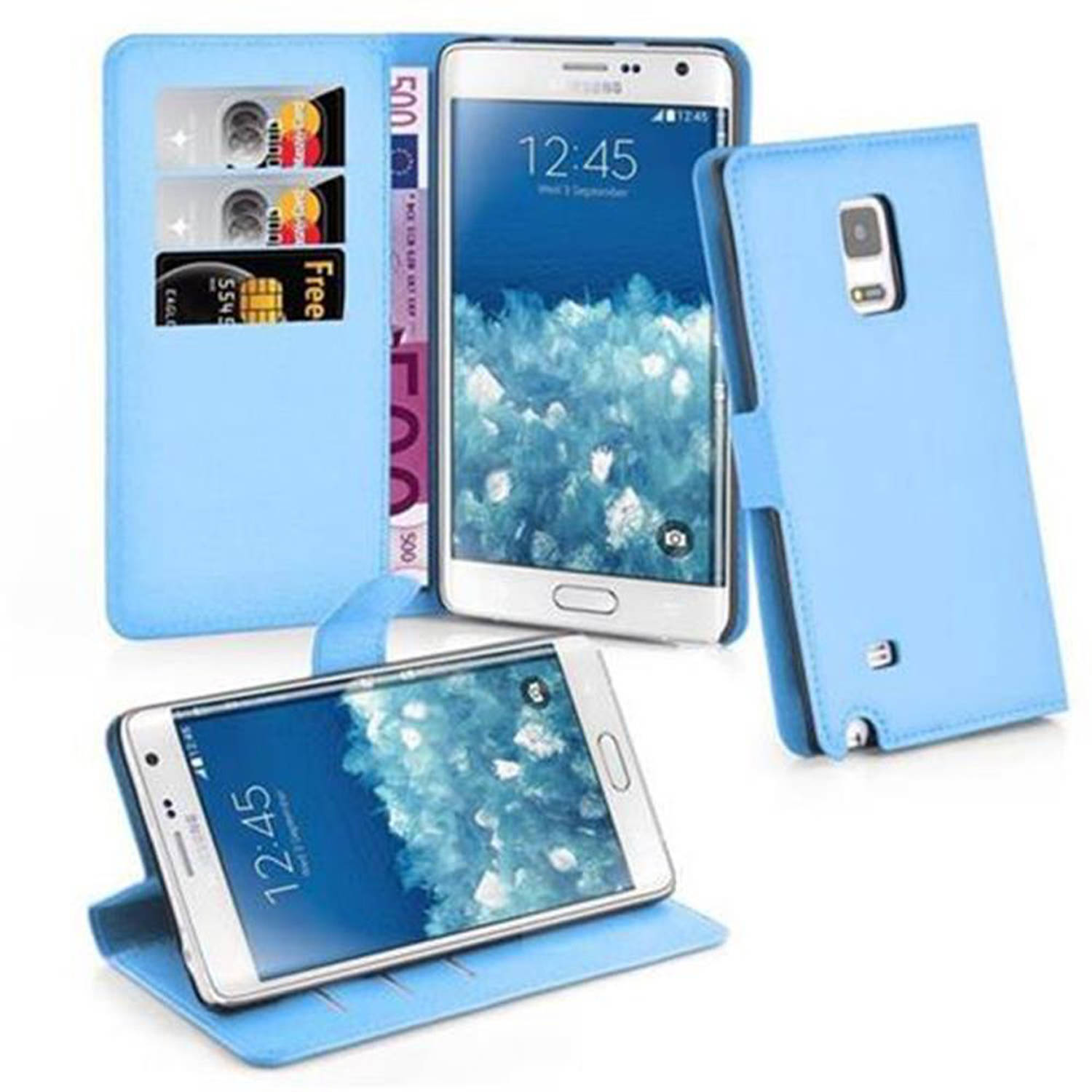 Cadorabo Hoesje geschikt voor Samsung Galaxy NOTE EDGE in PASTEL BLAUW Beschermhoes Cover magnetisch