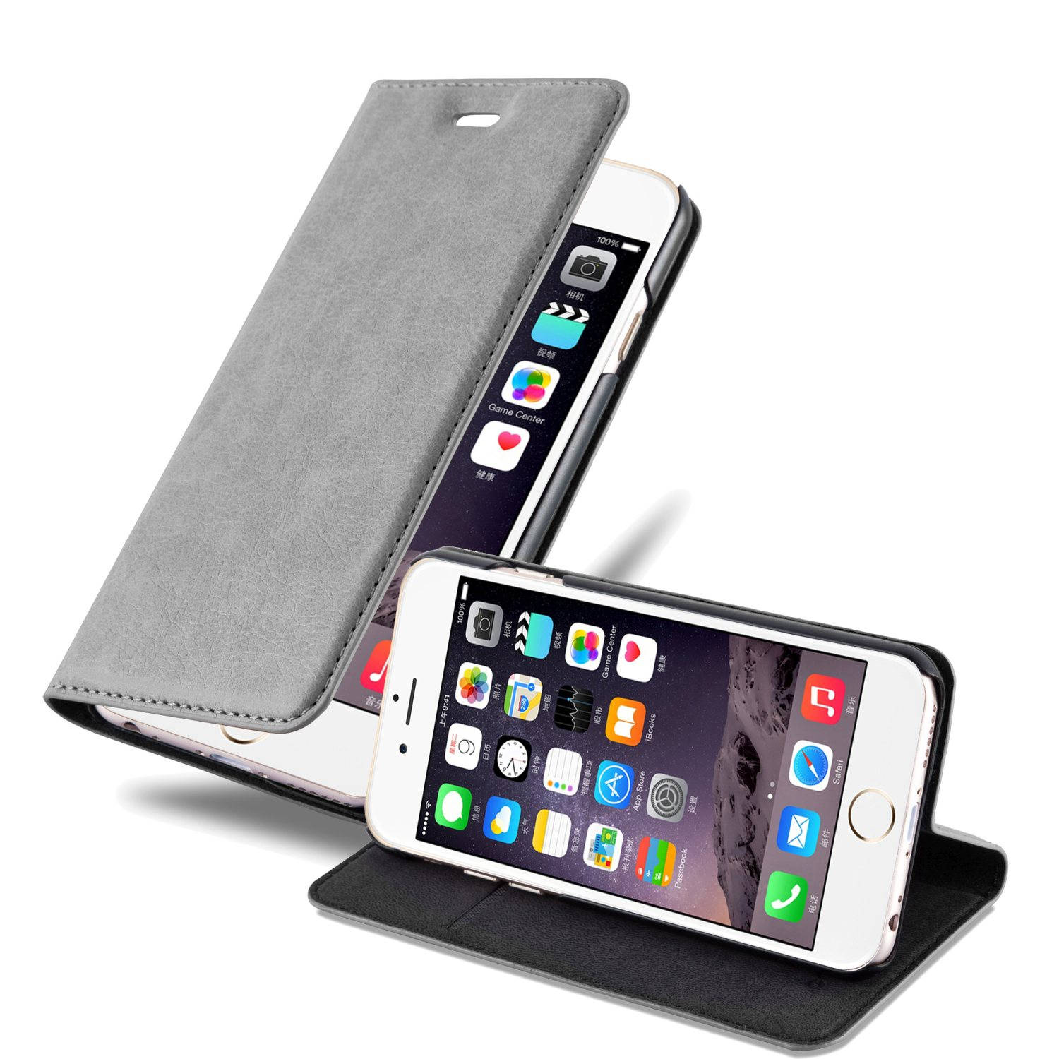 Cadorabo Hoesje voor Apple iPhone 6 / 6S in TITANIUM GRIJS - Beschermende hoes in flip design met magnetische sluiting