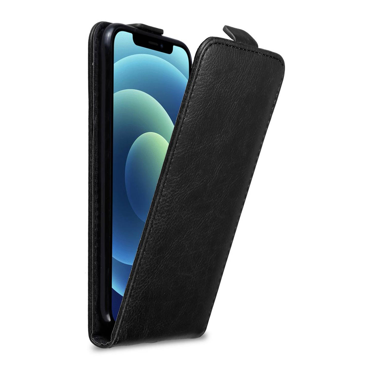 Cadorabo Hoesje voor Apple iPhone 12||Apple iPhone 12 Pro in ZWARTE NACHT - Beschermhoes in flip design Case Cover met magnetische sluiting