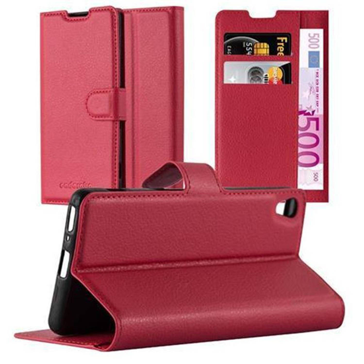 Cadorabo Hoesje voor Sony Xperia XA in KARMIJN ROOD - Beschermend etui met magnetische sluiting