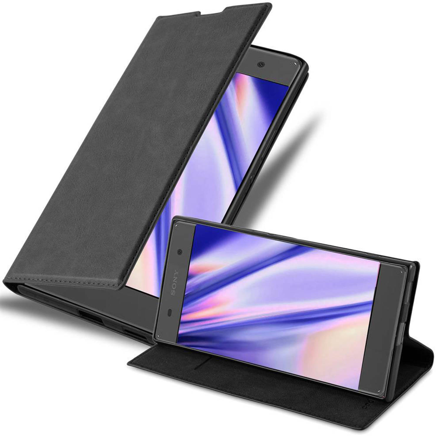 Cadorabo Hoesje voor Sony Xperia XA in ZWARTE NACHT - Beschermend etui met magnetische sluiting