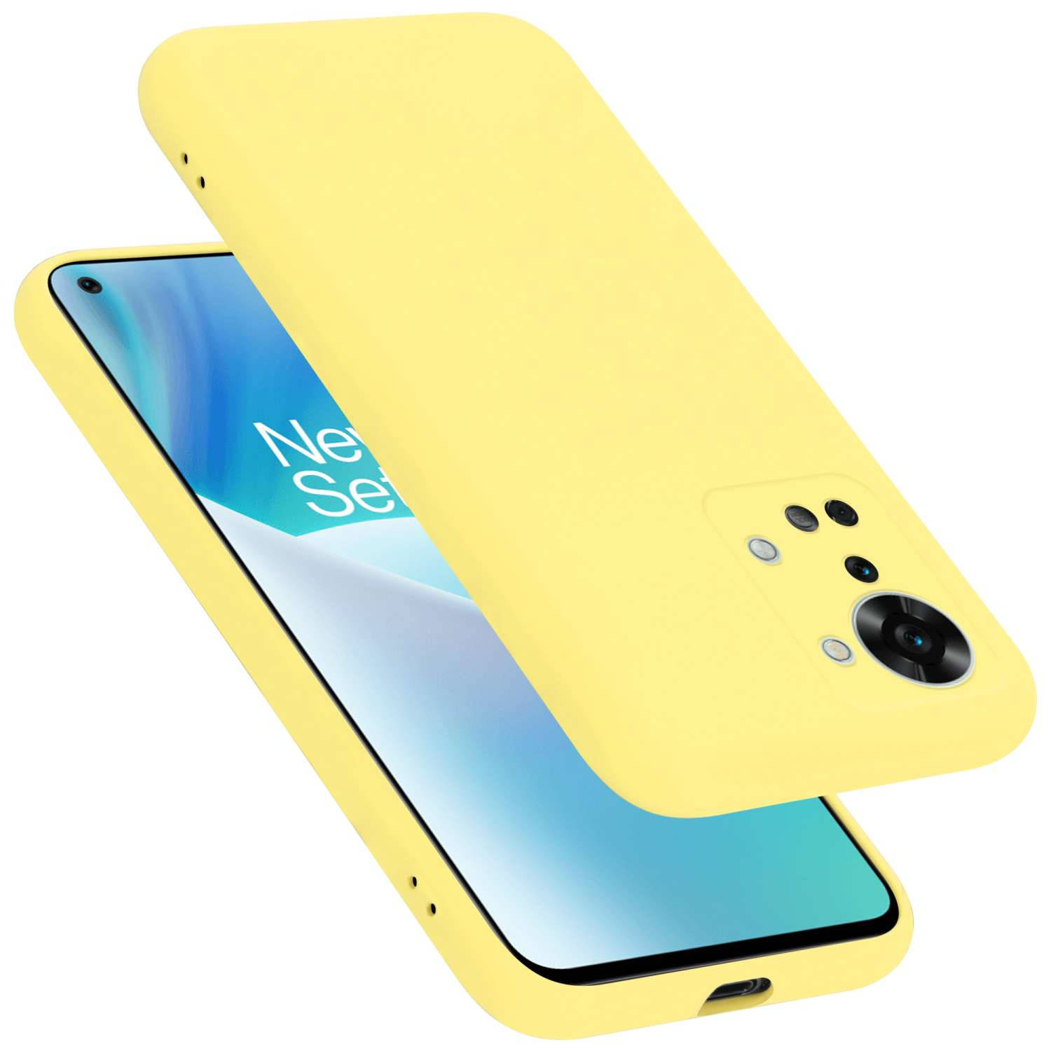 Cadorabo Hoesje voor OnePlus Nord 2T in LIQUID GEEL - Beschermhoes gemaakt van flexibel TPU silicone Case Cover