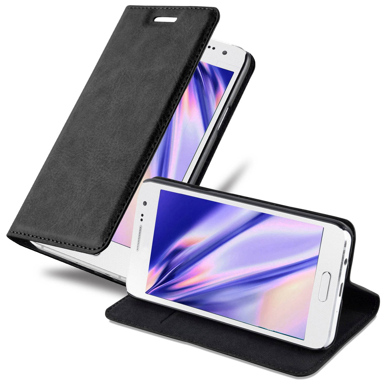 Cadorabo Hoesje voor Samsung Galaxy A3 2015 in ZWARTE NACHT - Beschermend etui met magnetische sluiting