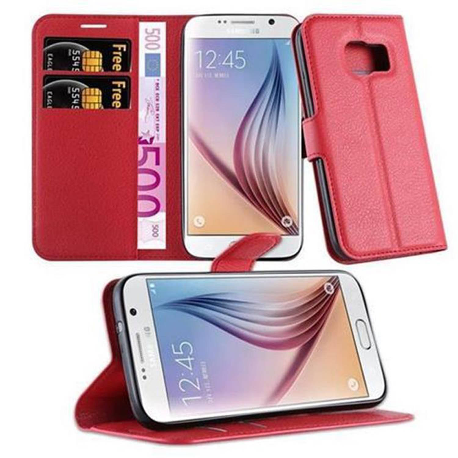 Cadorabo Hoesje voor Samsung Galaxy S7 in KARMIJN ROOD - Beschermend etui met magnetische sluiting