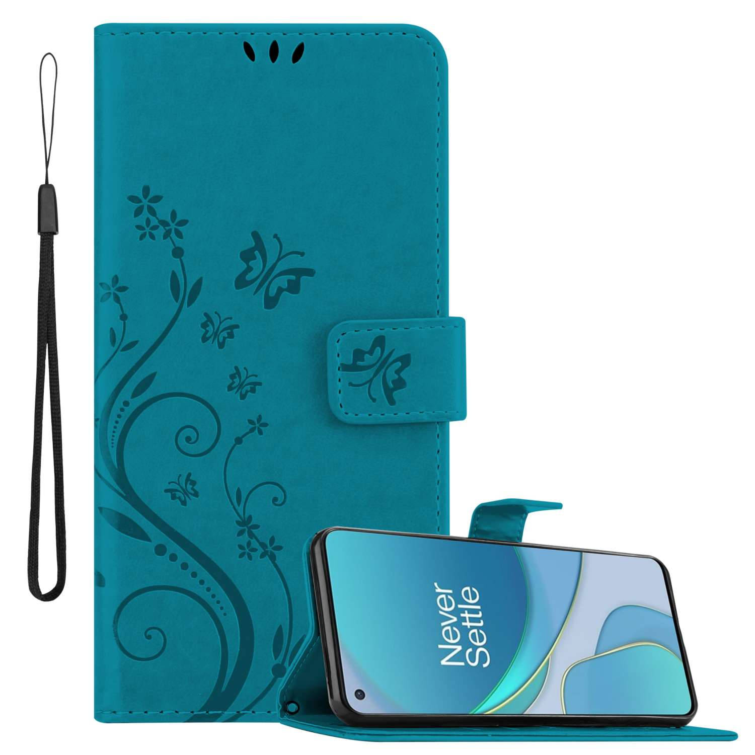 Cadorabo Hoesje voor OnePlus 8T in - Beschermhoes in bloemmotief met magnetische sluiting, standfunctie en kaartsleuven Book Case Cover Etui