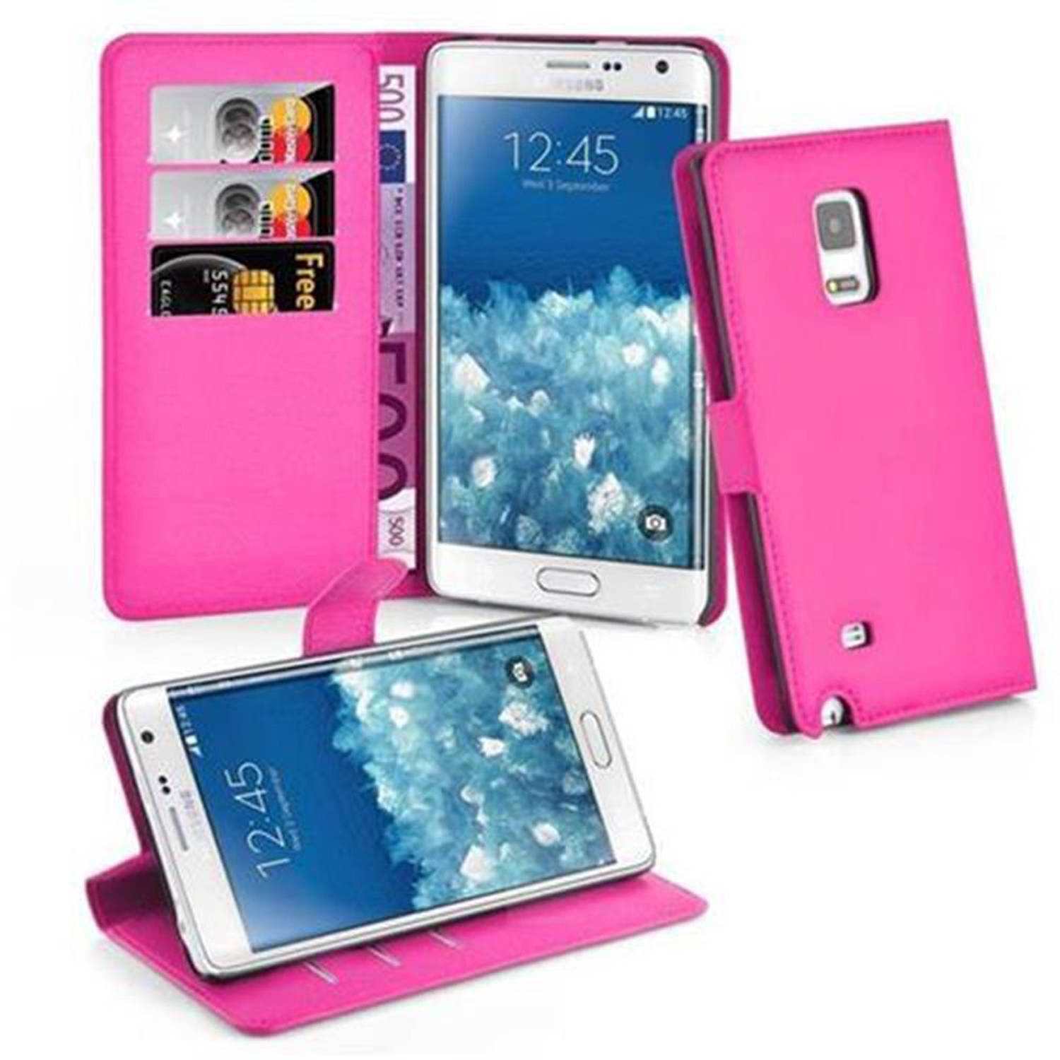 Cadorabo Hoesje geschikt voor Samsung Galaxy NOTE EDGE in KERSEN ROZE Beschermhoes Cover magnetische