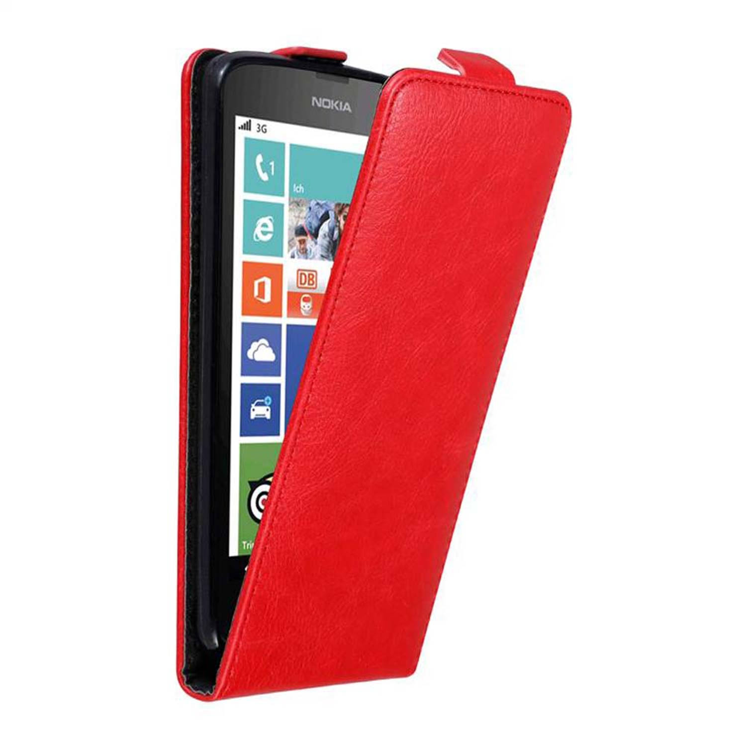 Cadorabo Hoesje voor Nokia Lumia 630 / 635 in APPEL ROOD - Beschermende hoes in flip design met magnetische sluiting