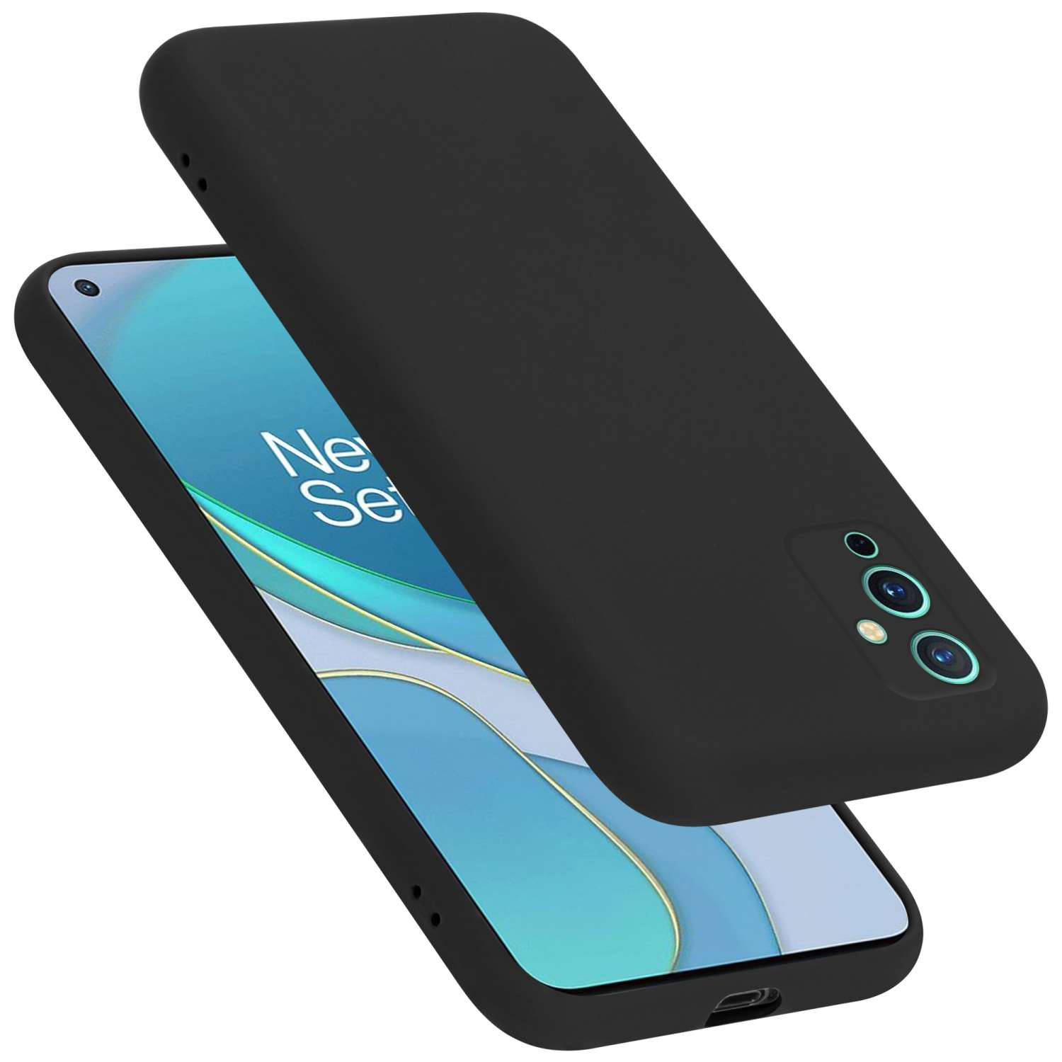 Cadorabo Hoesje voor OnePlus 9 in LIQUID ZWART - Beschermhoes gemaakt van flexibel TPU silicone Case Cover