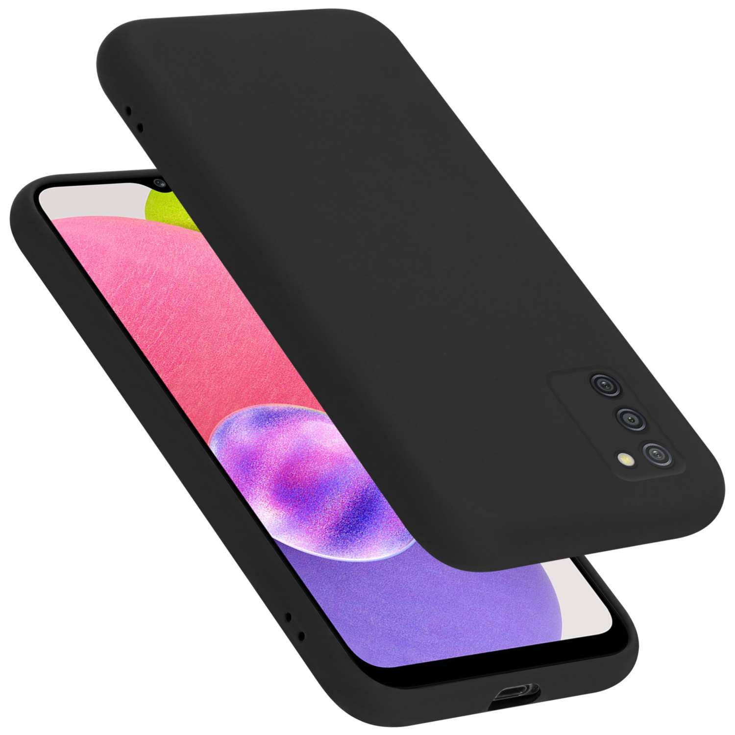 Cadorabo Hoesje voor Samsung Galaxy A03s in LIQUID ZWART - Beschermhoes gemaakt van flexibel TPU silicone Case Cover