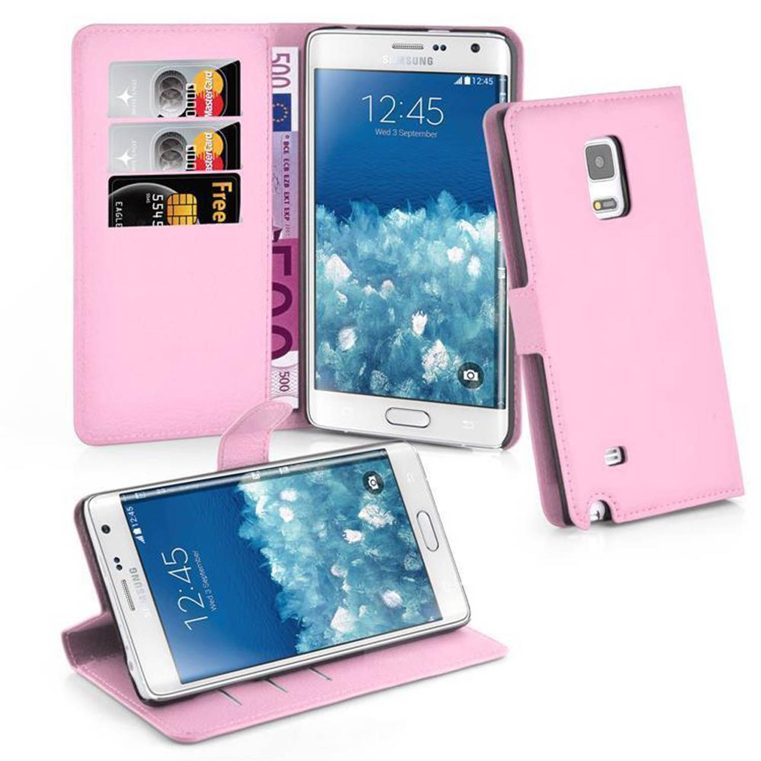 Cadorabo Hoesje geschikt voor Samsung Galaxy NOTE EDGE in LOTUS ROZE Beschermhoes Cover magnetische 