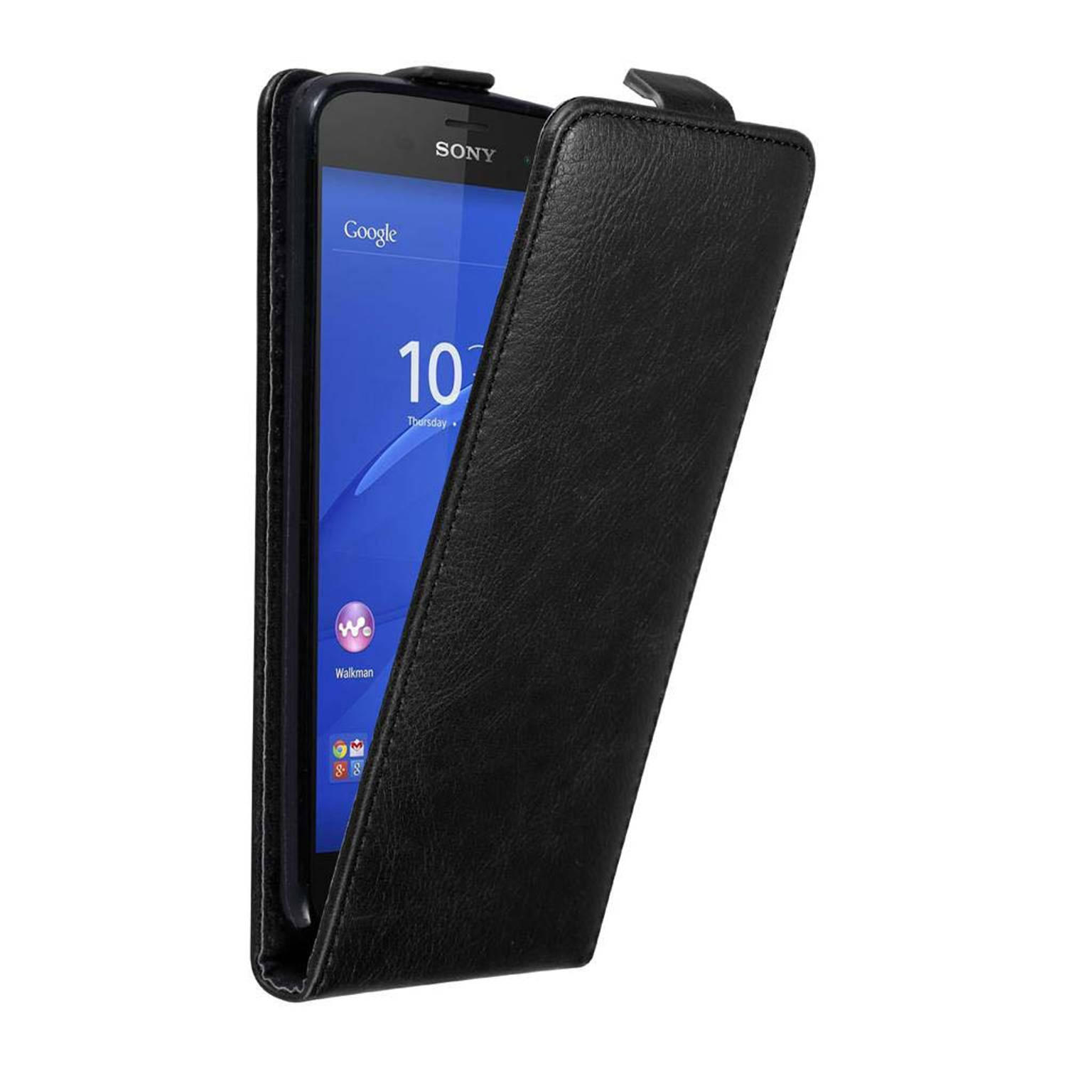 Cadorabo Hoesje geschikt voor Sony Xperia Z3 COMPACT in ZWARTE NACHT Beschermhoes Flip Case Cover ma