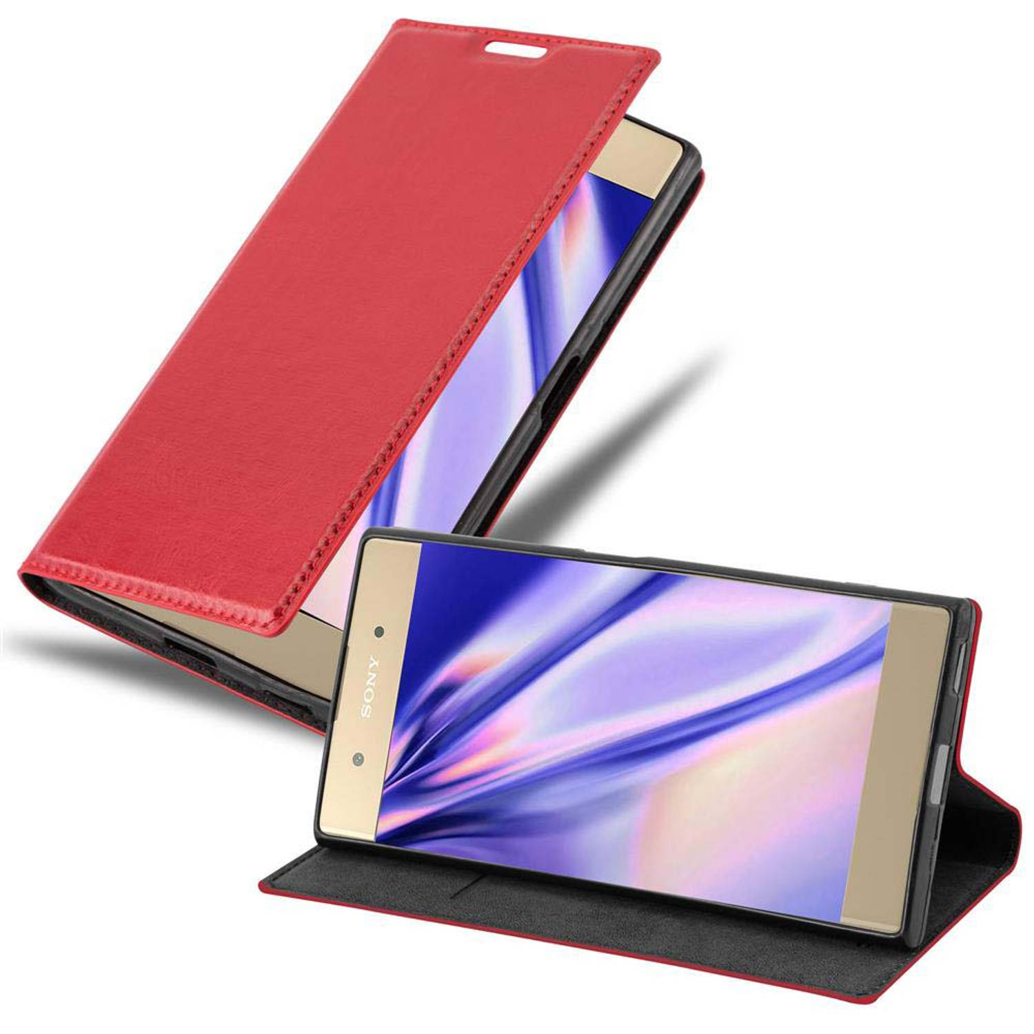 Cadorabo Hoesje voor Sony Xperia XA1 PLUS in APPEL ROOD - Beschermend etui met magnetische sluiting