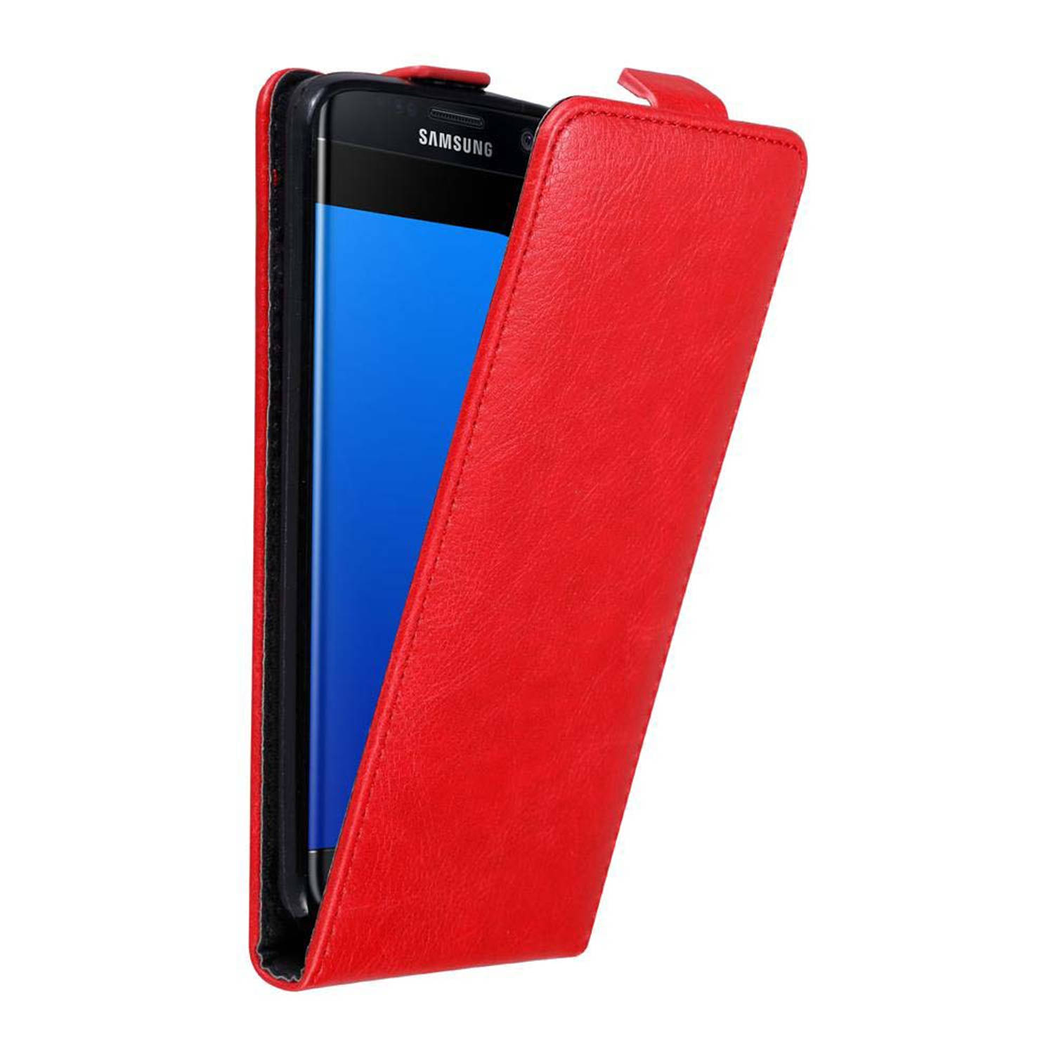 Cadorabo Hoesje geschikt voor Samsung Galaxy S7 EDGE in APPEL ROOD Beschermhoes Flip Case Cover magn