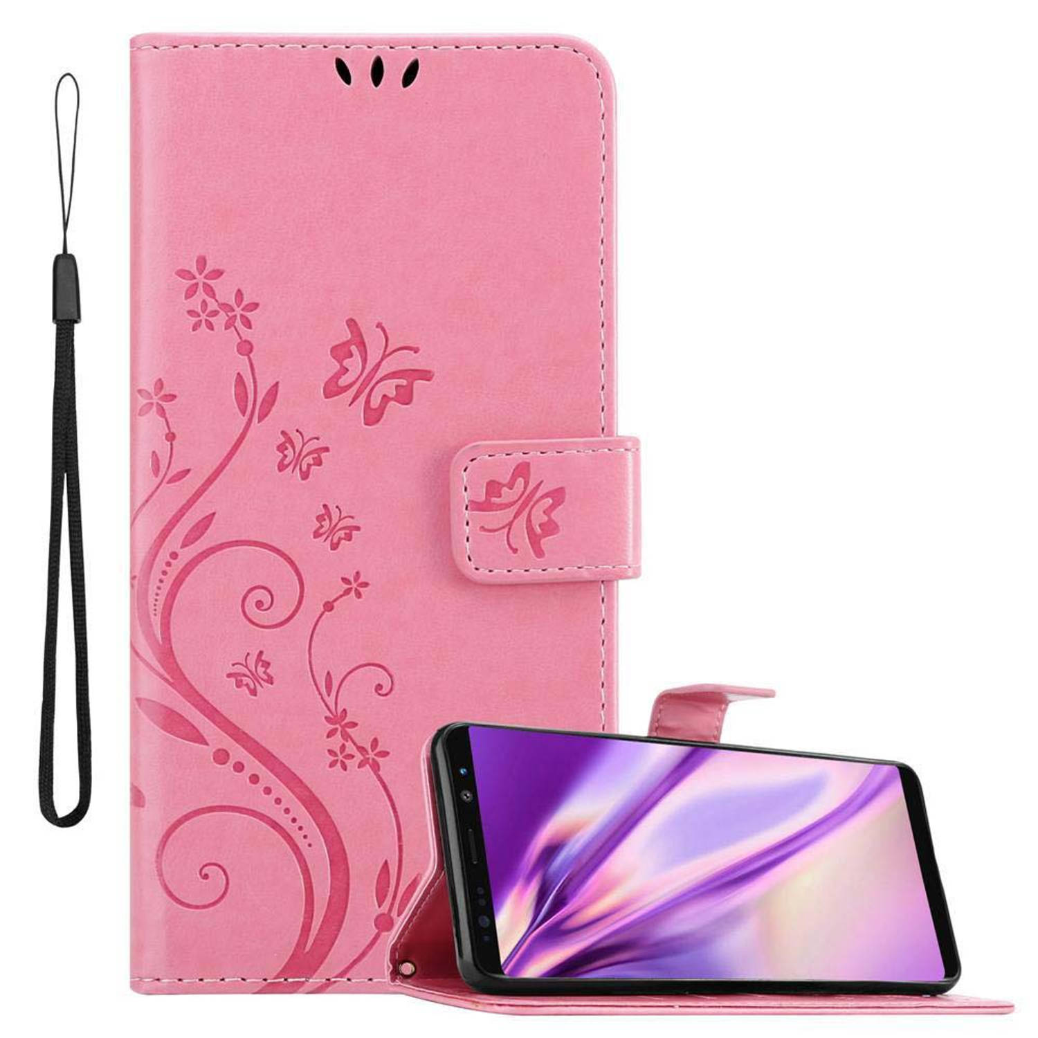 Cadorabo Hoesje geschikt voor Samsung Galaxy NOTE 8 in BLOEMEN ROZE Beschermhoes Case Cover Bloemen 