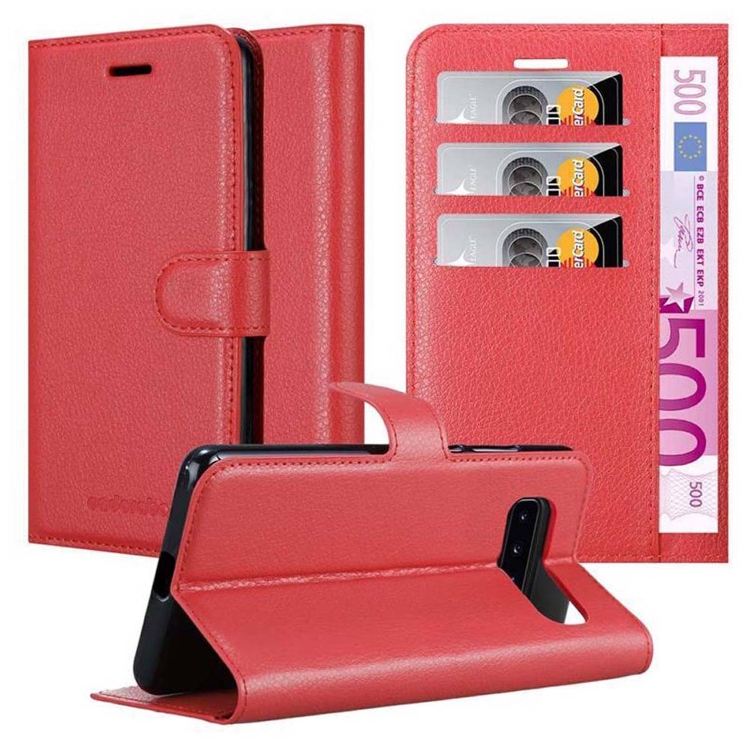 Cadorabo Hoesje voor Samsung Galaxy S10 4G in KARMIJN ROOD - Beschermend etui met magnetische sluiting