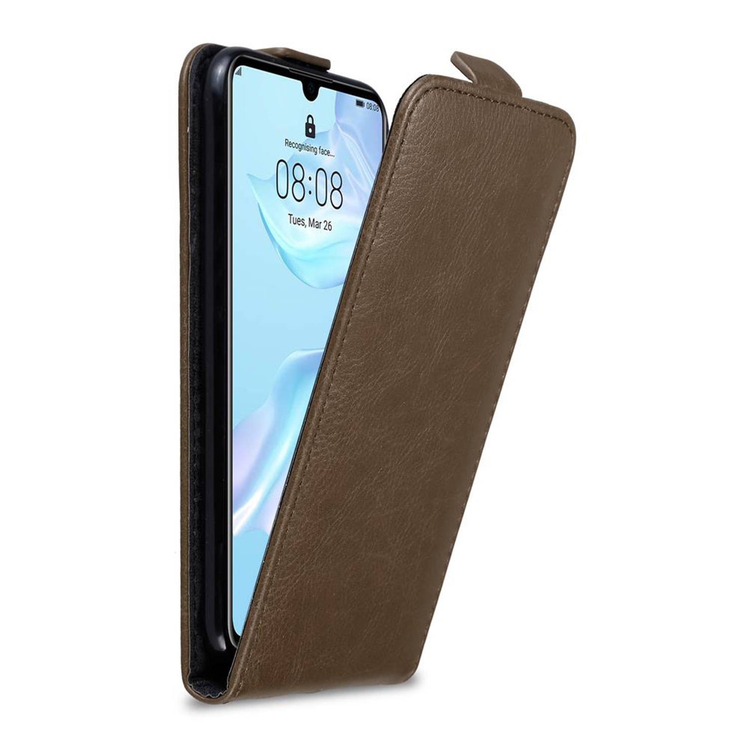 Cadorabo Hoesje voor Huawei P30 in KOFFIE BRUIN - Beschermende hoes in flip design met magnetische sluiting