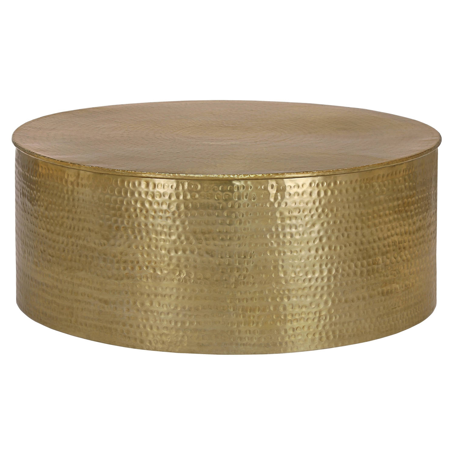 Salontafel Ø 90x37 cm goud in gehamerd aluminium look WOMO-Design