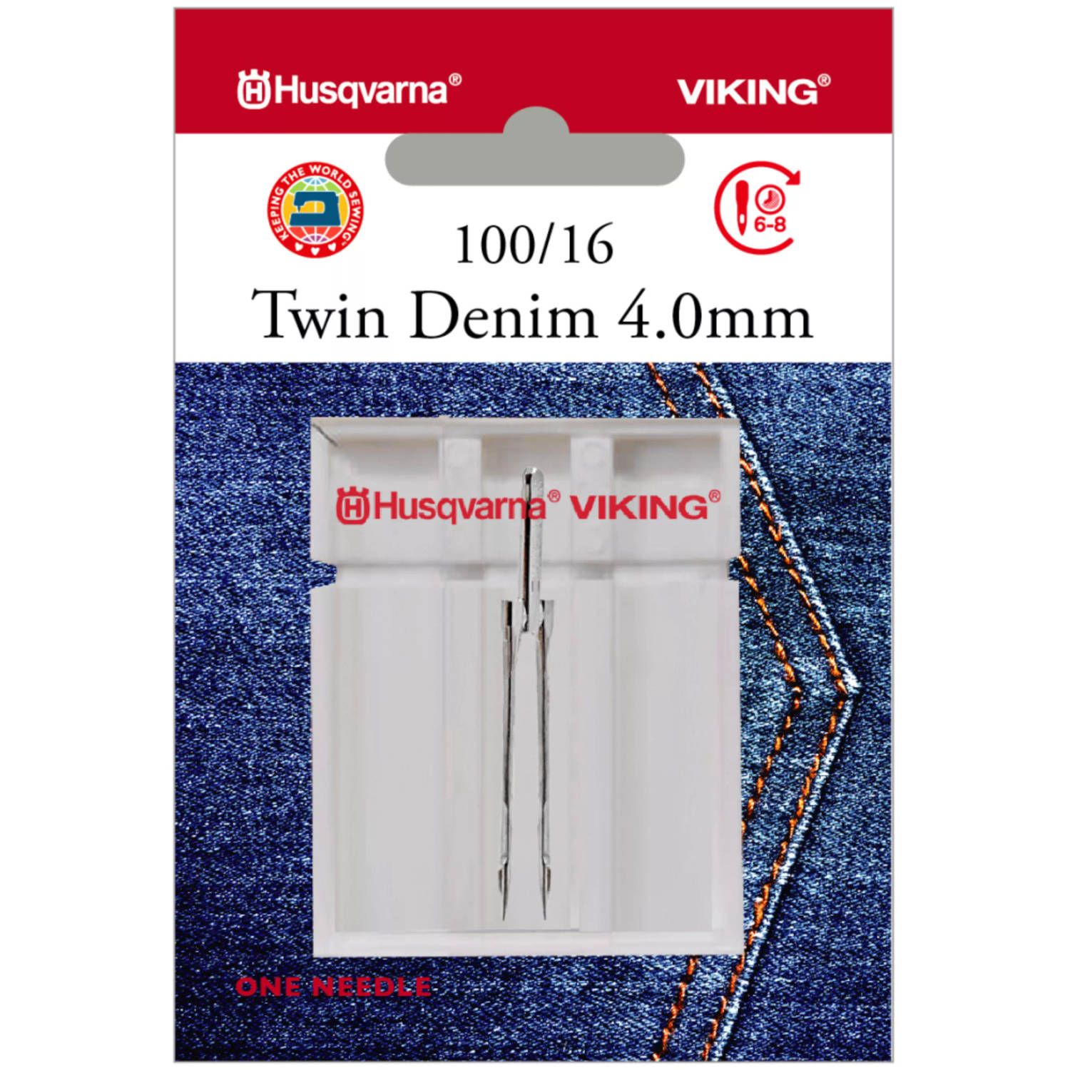 Husqvarna-Viking Tweelingnaald Denim / 100 / 4 mm (1 stuk) Naalden