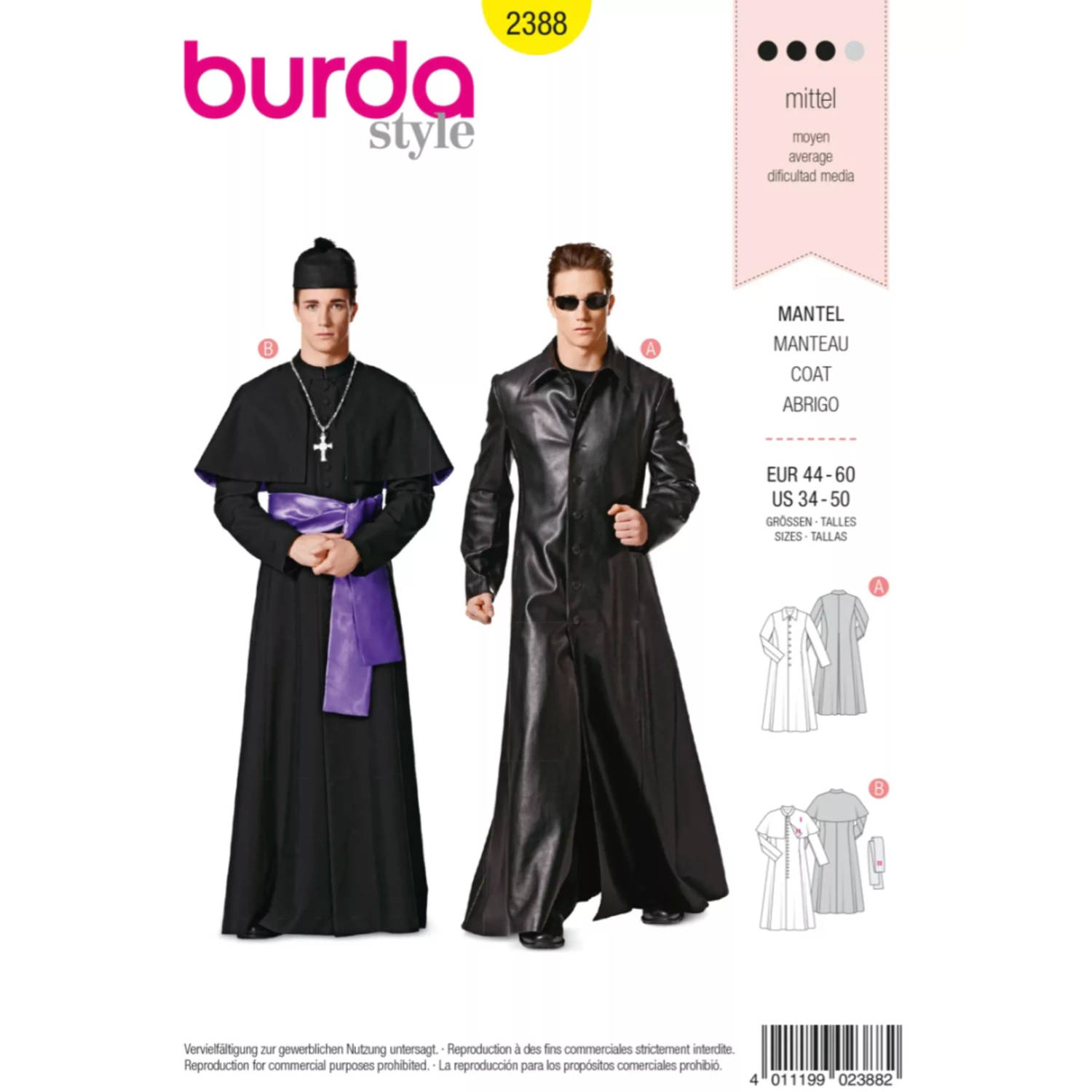 Burda Naaipatroon 2388 - Stoere jas en priester kostuum