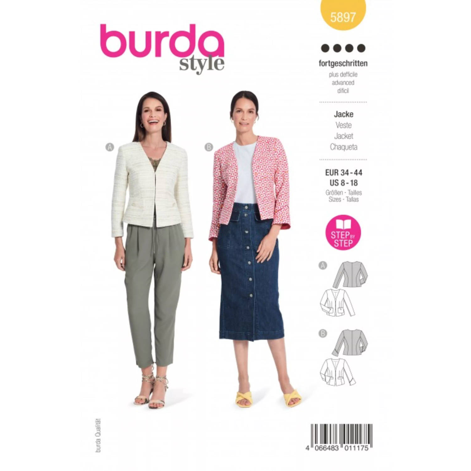 Burda 5897 Jasje maat 34-44