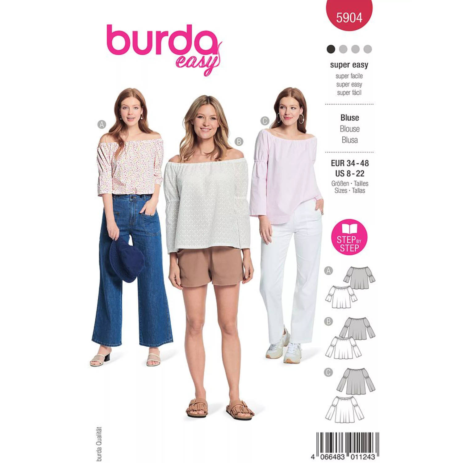 Burda 5904 Blouse maat 34-48