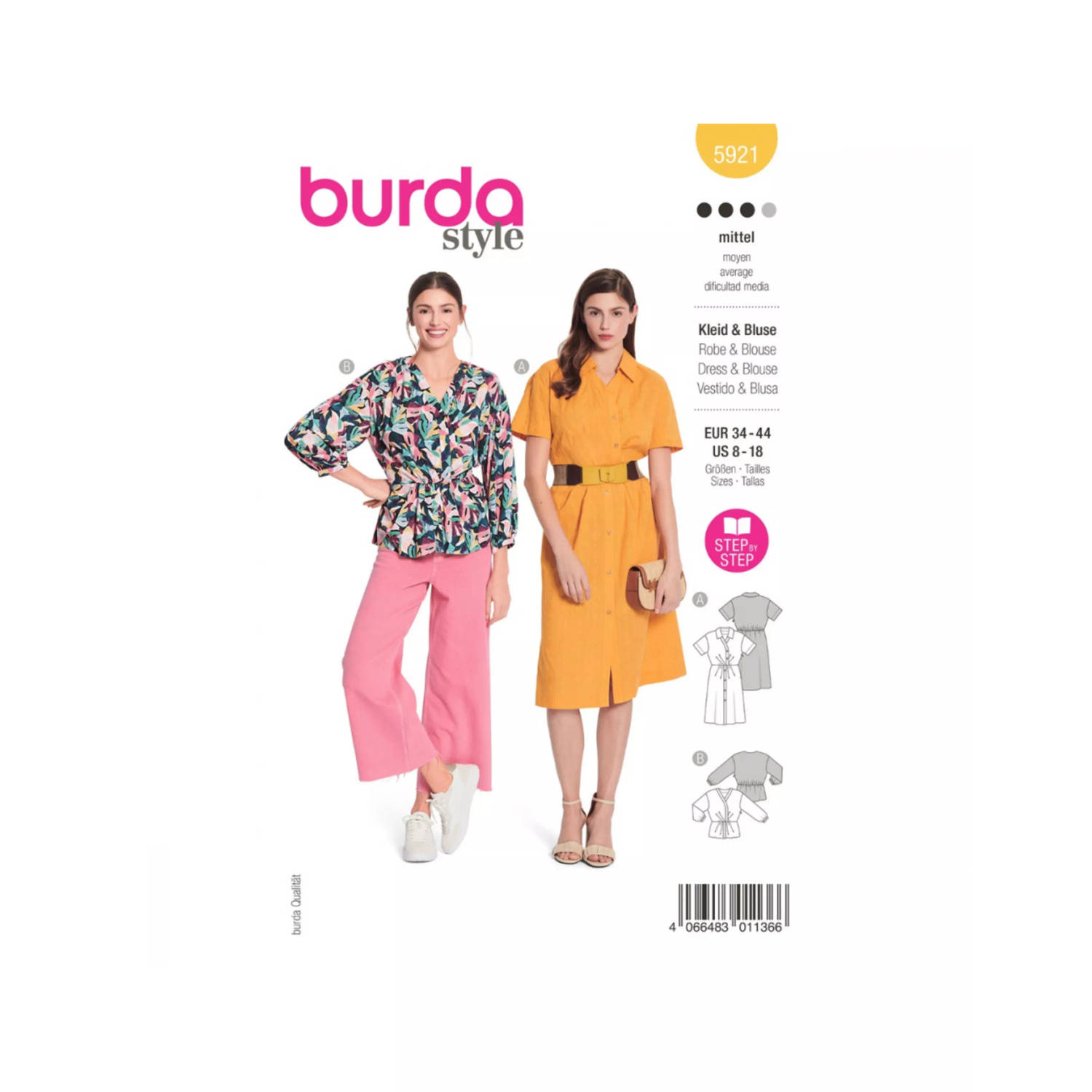 Burda 5921 Jurk/Blouse maat 34-44