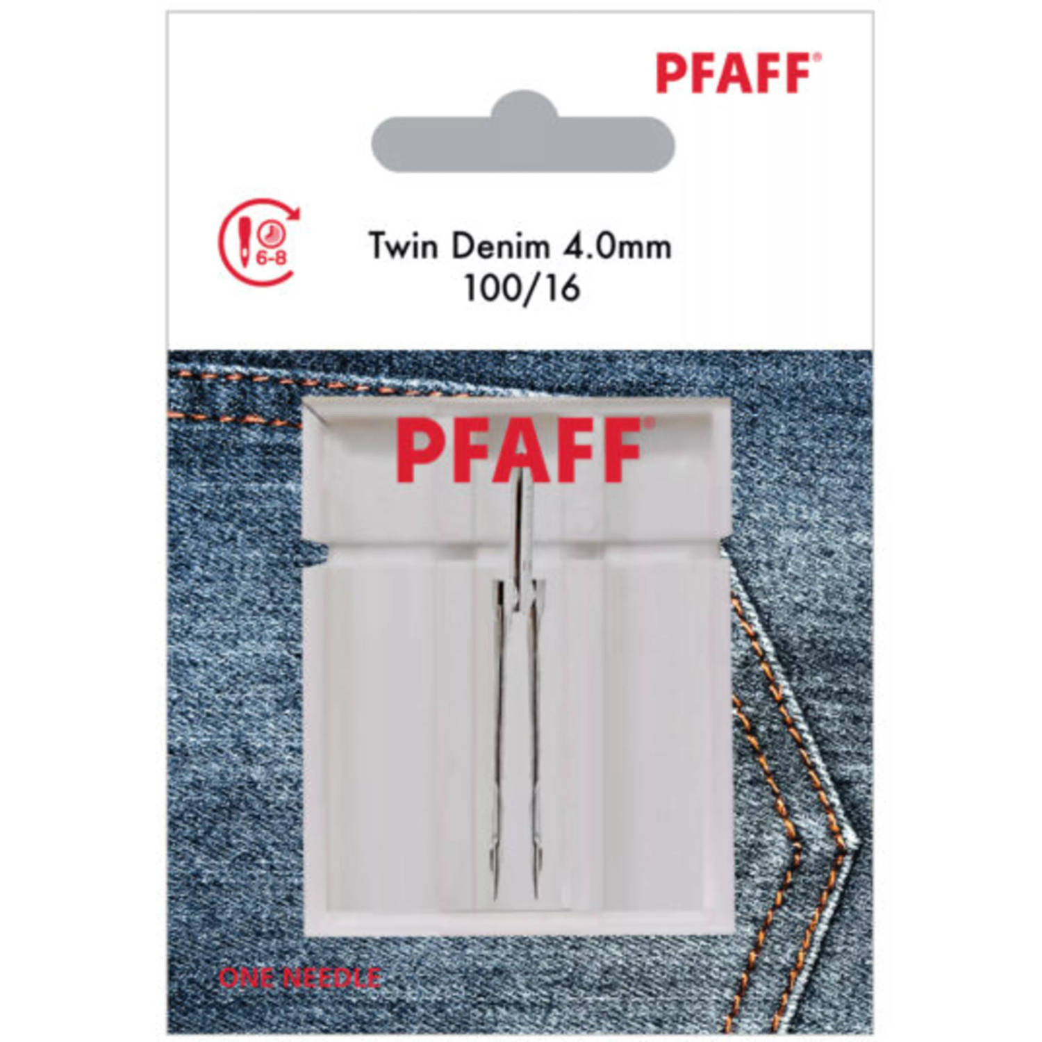 Pfaff Tweelingnaald Denim / 100 / 4 mm (1 stuk) Naalden