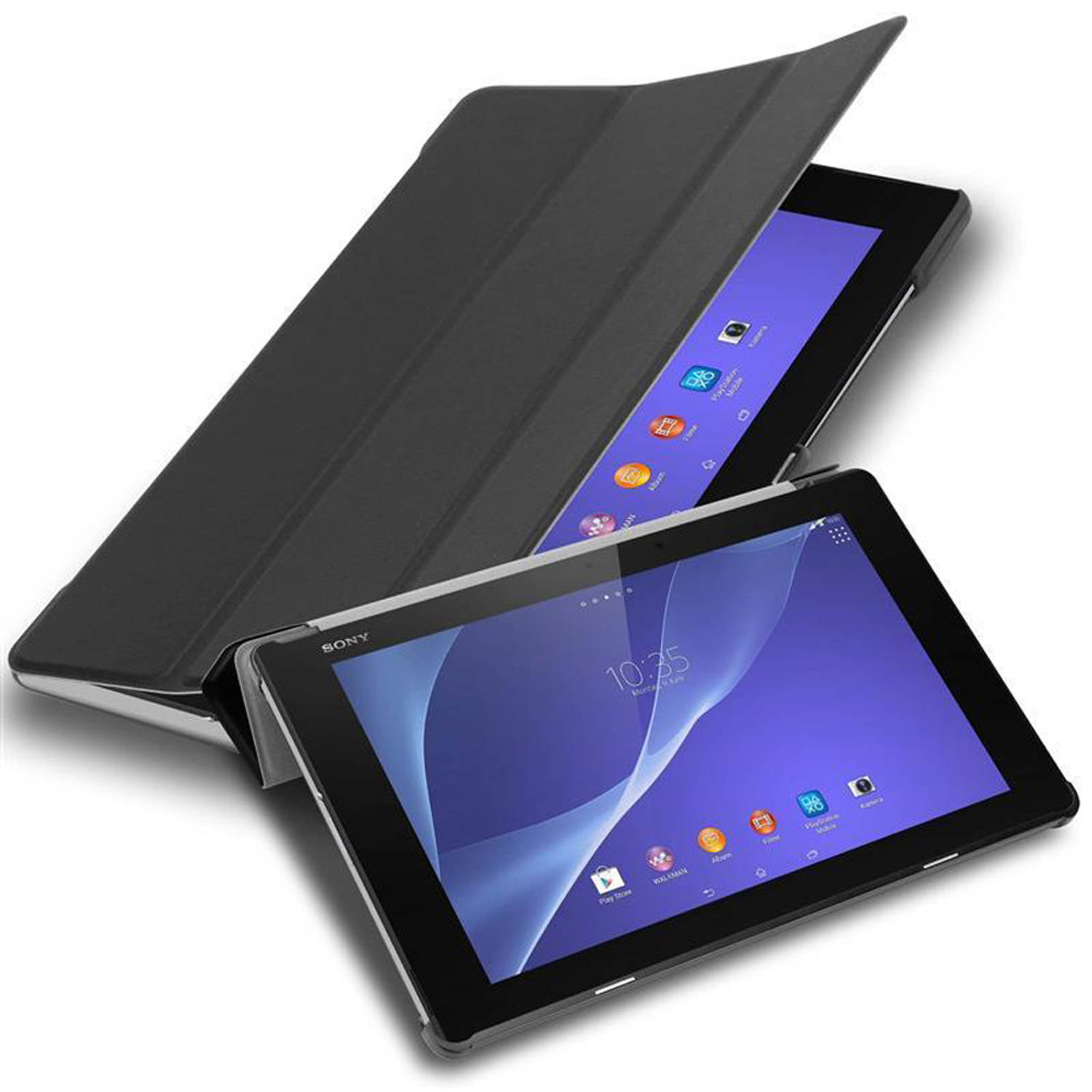 Cadorabo Tablet Hoesje geschikt voor Sony Xperia Tablet Z2 (10.1 inch) Case in SATIJN ZWART Bescherm