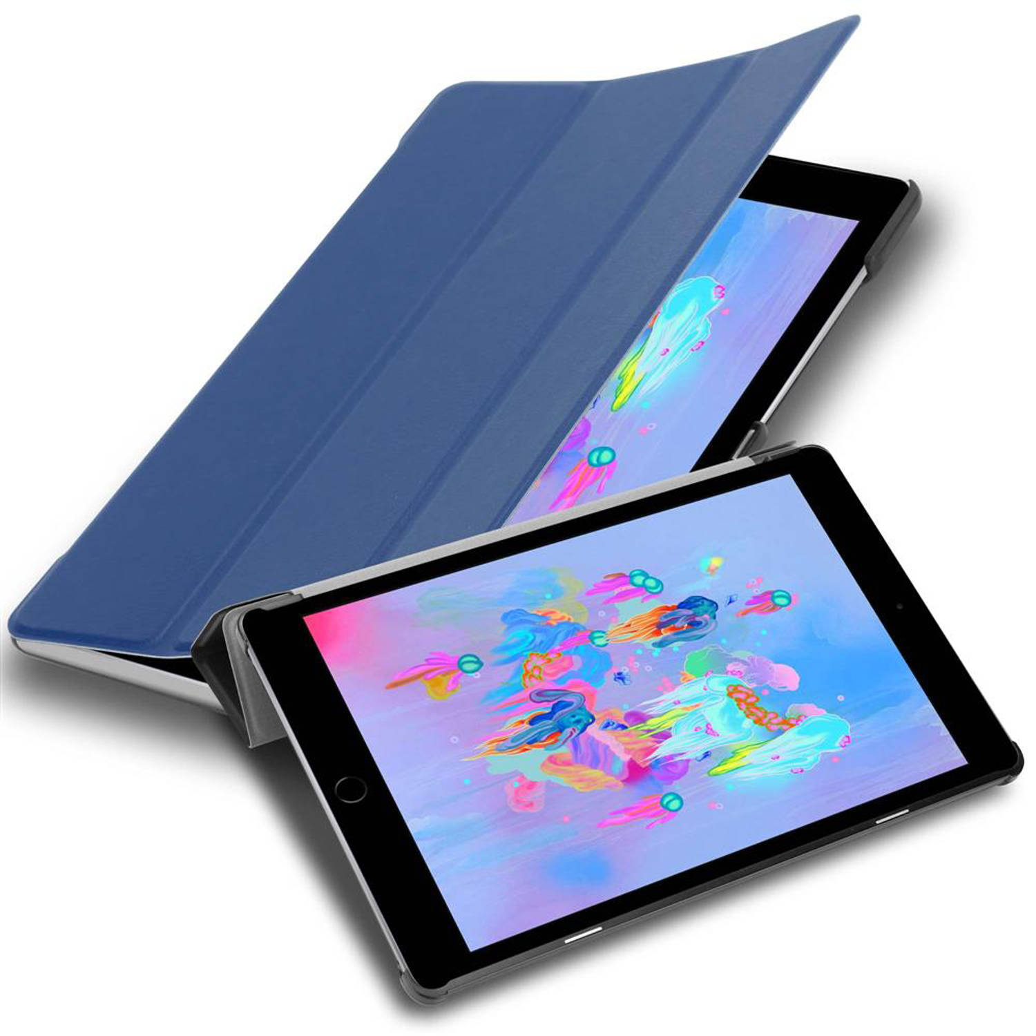 Cadorabo Tablet hoes voor Apple iPad PRO (9.7 Zoll) in JERSEY DONKER BLAUW - Ultra dun beschermend geval met automatische Wake Up en Stand functie