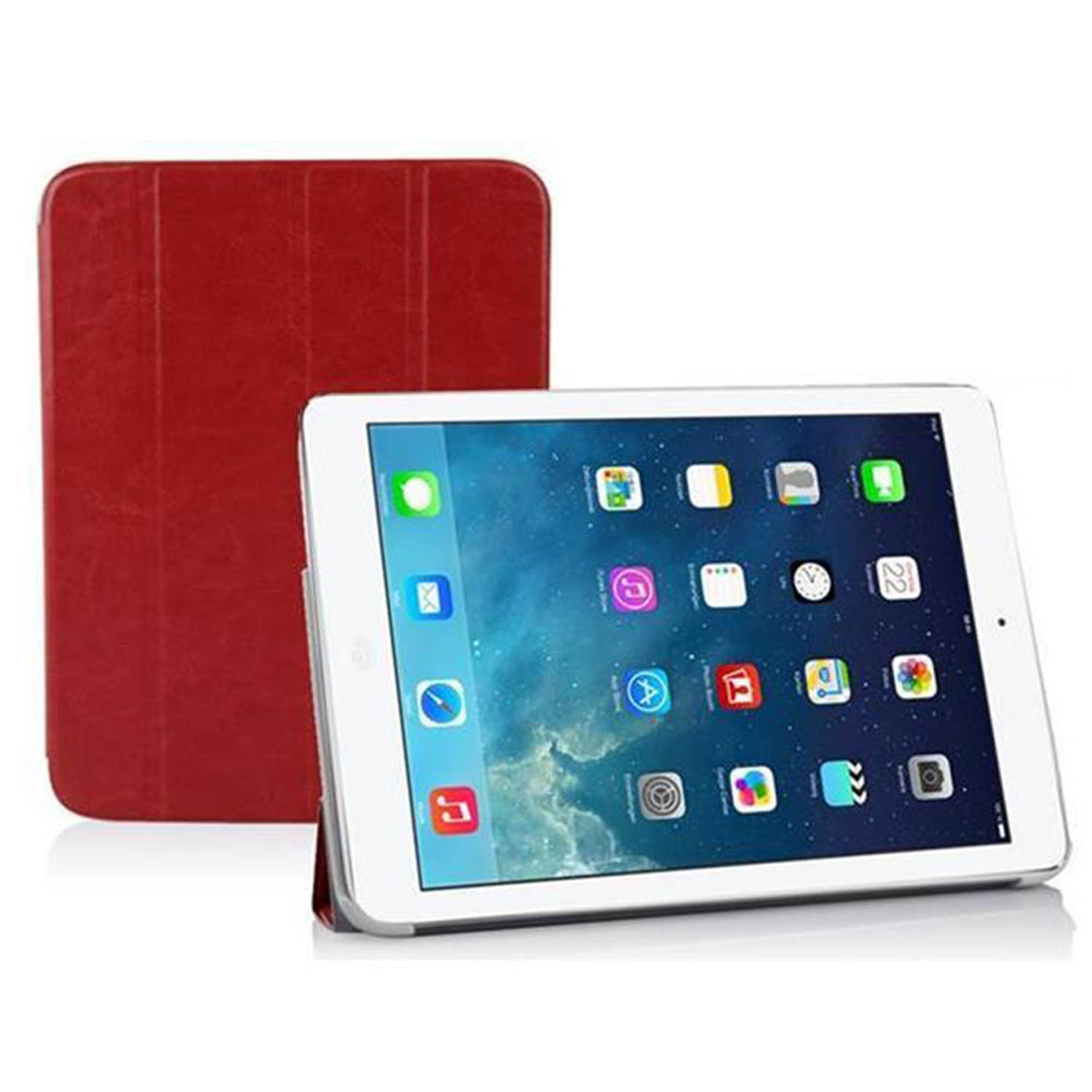 Cadorabo Tablet hoes voor Apple iPad AIR 2 2014 / AIR 2013 in ZINNOBER ROOD - Ultra dunne beschermhoes met automatische waakstand en standfunctie