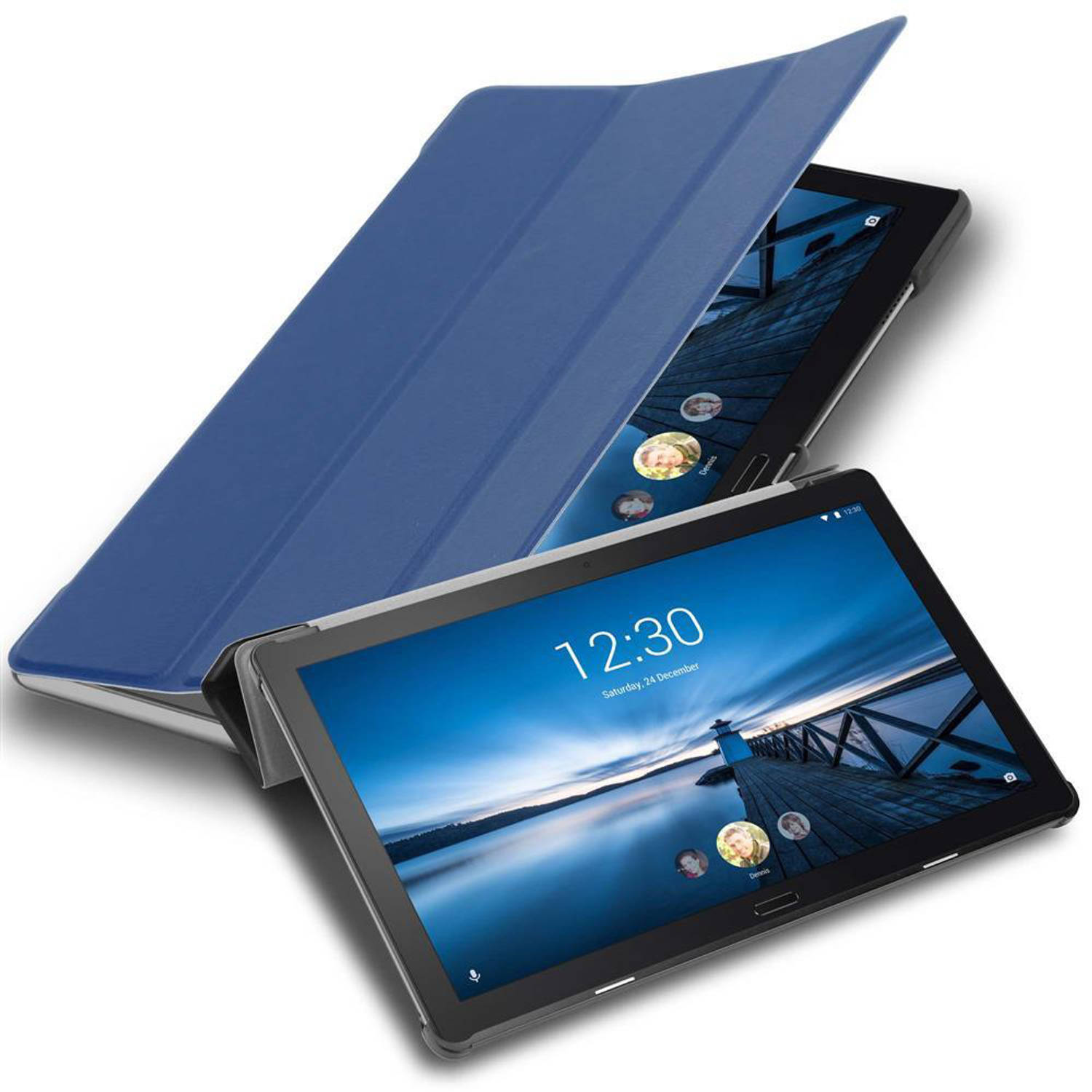 Cadorabo Tablet Hoesje geschikt voor Lenovo Tab P10 (10.1 inch) Case in JERSEY DONKER BLAUW Bescherm
