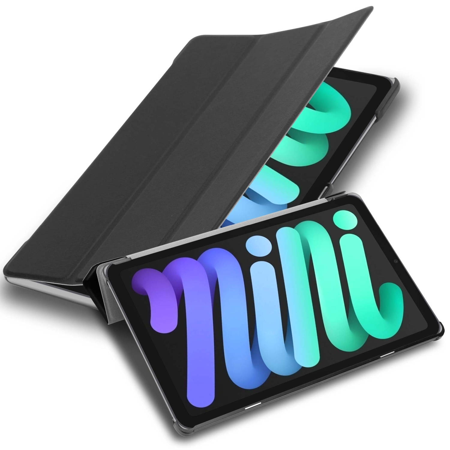 Cadorabo Tablet hoes voor Apple iPad MINI 6 (8.3 Zoll) in SATIJN ZWART - Ultra dun beschermend geval met automatische Wake Up en Stand functie