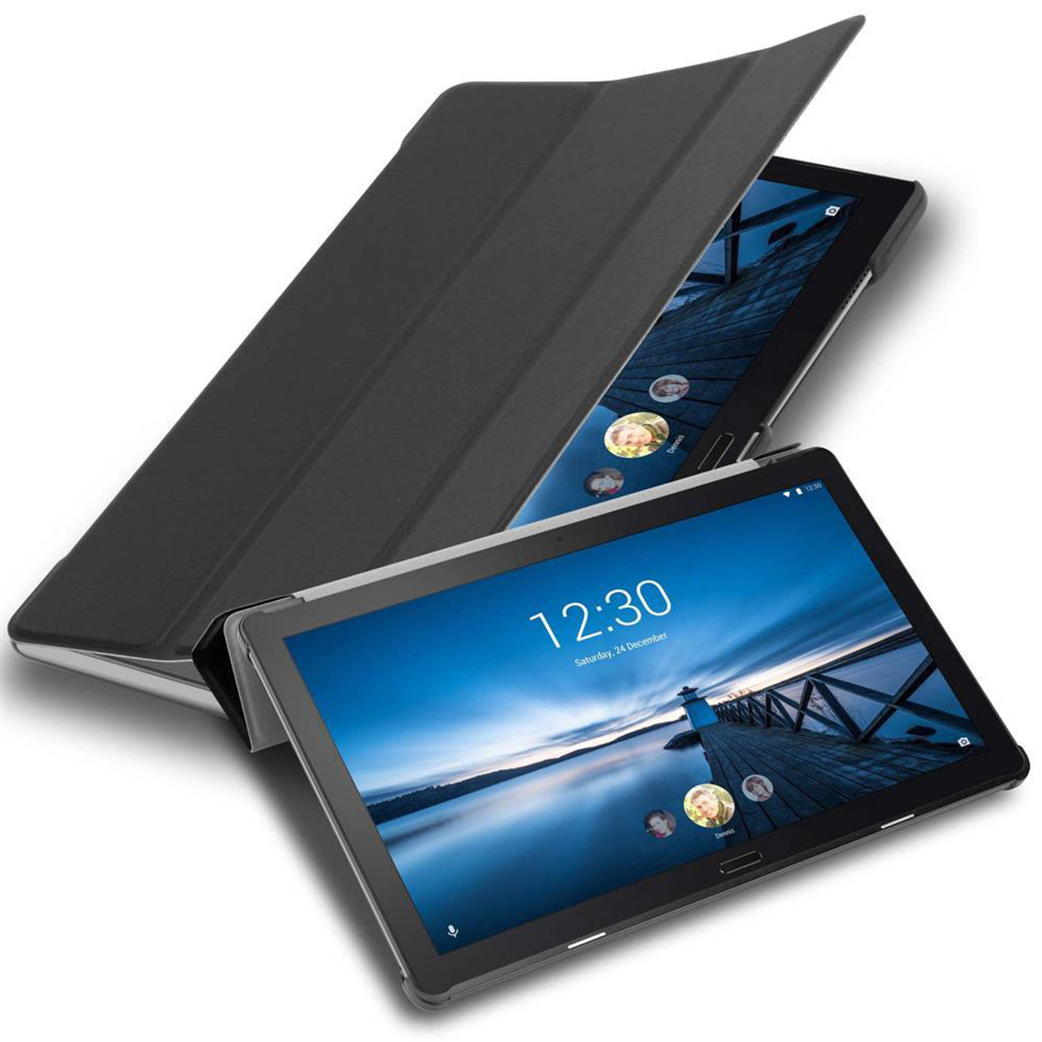 Cadorabo Tablet Hoesje geschikt voor Lenovo Tab P10 (10.1 inch) Case in SATIJN ZWART Beschermhoes Co