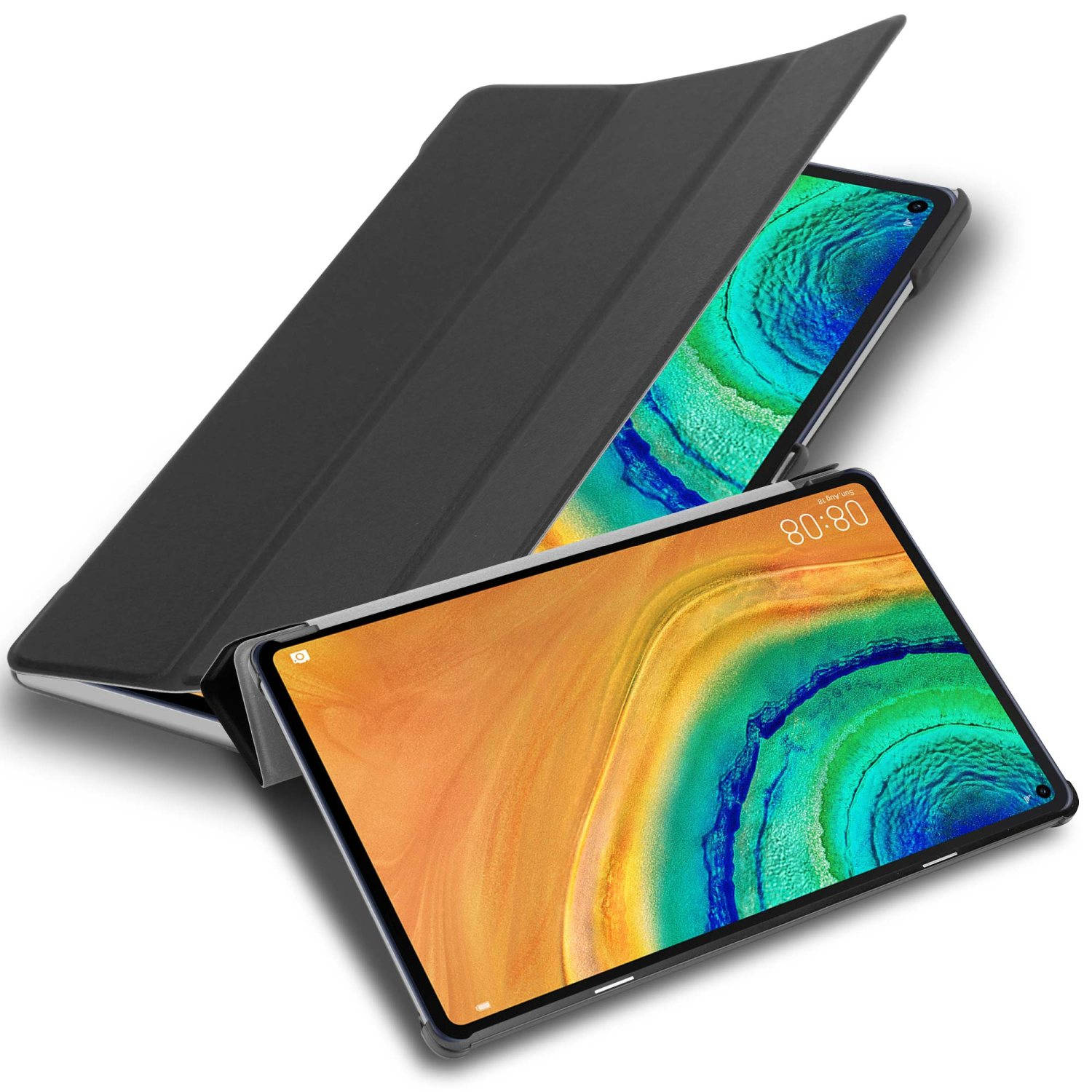 Cadorabo Tablet hoes voor Huawei MatePad PRO (10.8 Zoll) in SATIJN ZWART - Ultra dun beschermend geval met automatische Wake Up en Stand functie