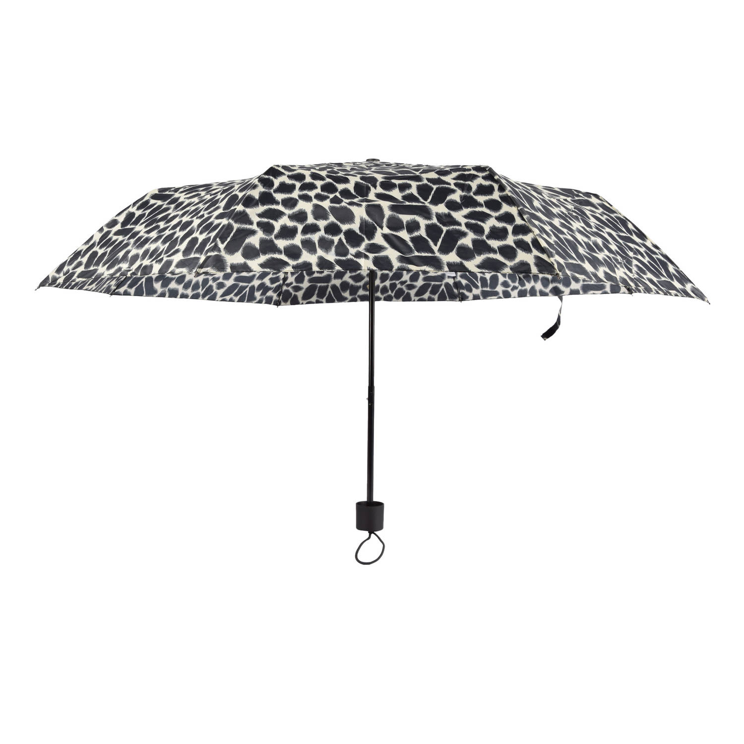 Modieuze Opvouwbare Paraplu met Handopening - Ø 90 cm - Zebra Print Dessin - Zwart Kunststof Handvat - Glasfiber Eindstuk Balein - Polyester Doek - Inclusief Foedraal