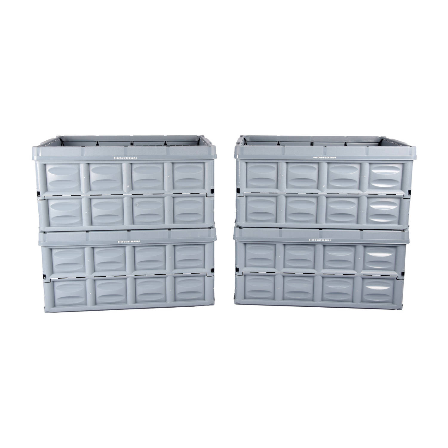 Set van 4 Opvouwbare Vouwkratten 45 Liter | Inkalpbare met Handgreepen | Gemaakt van Gehard Plastic - Blauw | Klapkratten Voor Diverse Toepassignen - 53x40x26cm