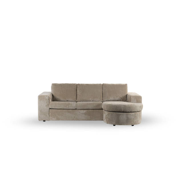 Giga Meubel - Hoekbank 3-Zits Vierkant - Ribstof Beige - 227x156x83cm - Tillia