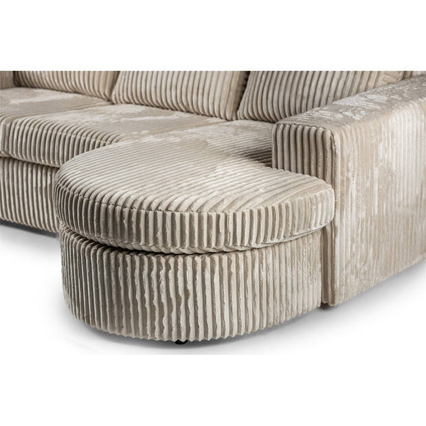 Giga Meubel - Hoekbank 3-Zits Vierkant - Ribstof Beige - 227x156x83cm - Tillia