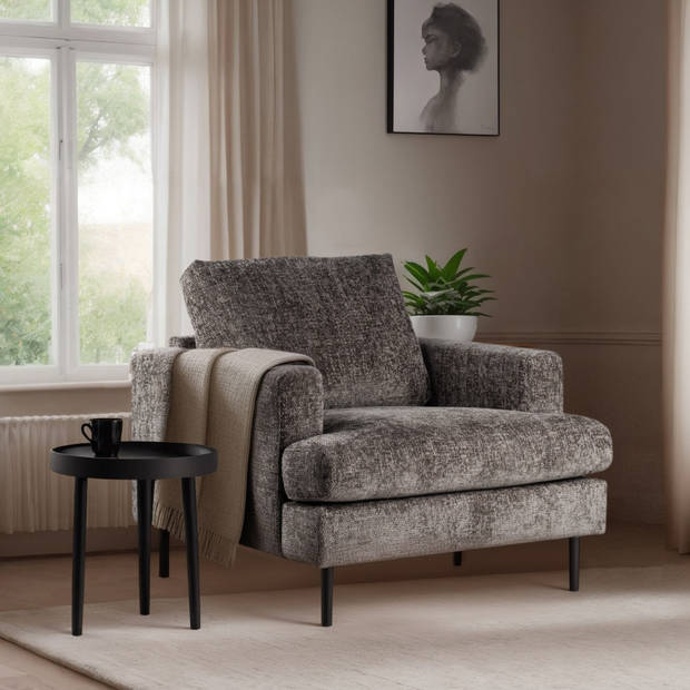 Giga Meubel - Fauteuil Stof Antraciet - Zithoogte 47cm - 89x94x83cm - Haga