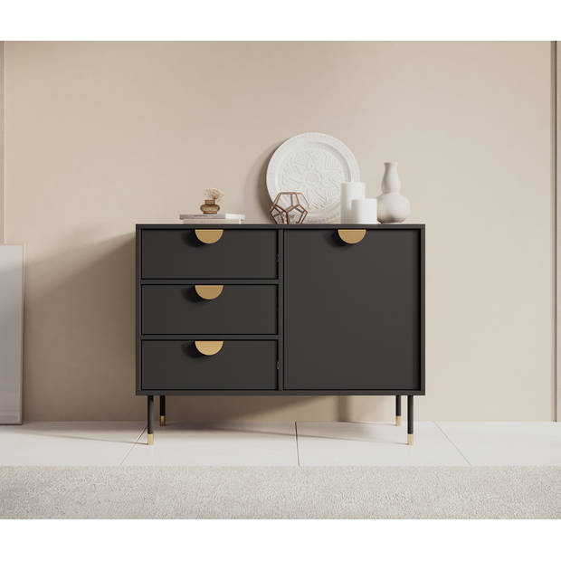 Meubella Dressoir Veerle - Zwart - 100 cm