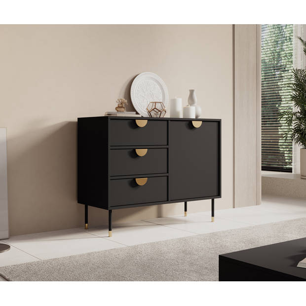 Meubella Dressoir Veerle - Zwart - 100 cm