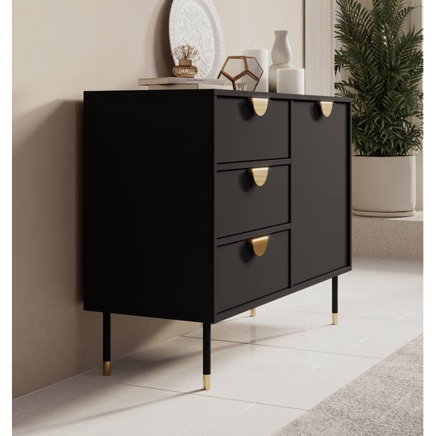 Meubella Dressoir Veerle - Zwart - 100 cm