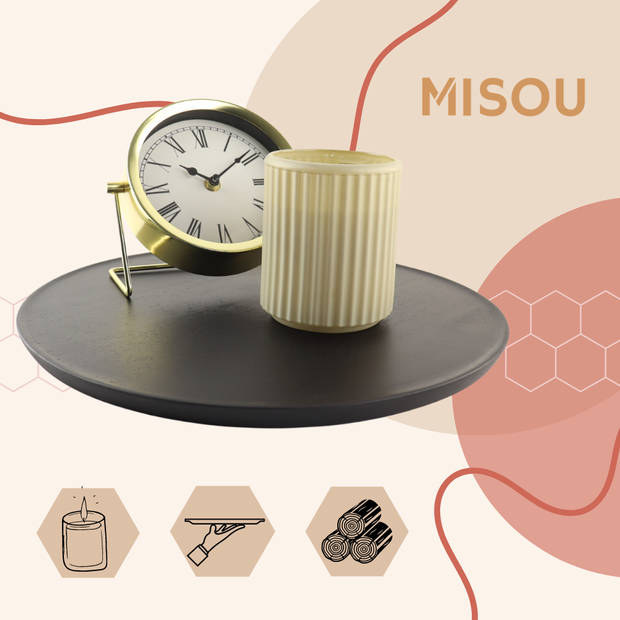 MISOU Kaarsenplateau - Rond - Dienblad - Mangohout - Zwart - 38 cm