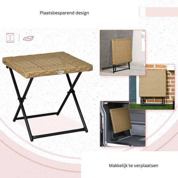 Tuintafel - Bijzettafel - Tuinmeubelen - Tafel - Tafeltje - Klaptafel - Natuur - 40x40x40 cm