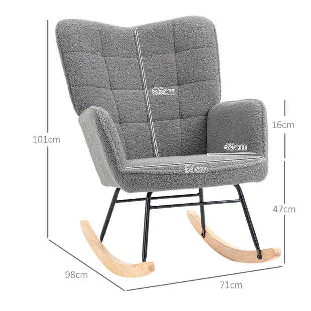 Schommelstoel - Stoelen - Meubels - Fauteuil - Grijs - 92 cm x 71 cm x 101 cm