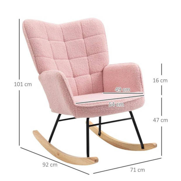 Schommelstoel - Stoelen - Meubels - Fauteuil - Roze - 92 cm x 71 cm x 101 cm